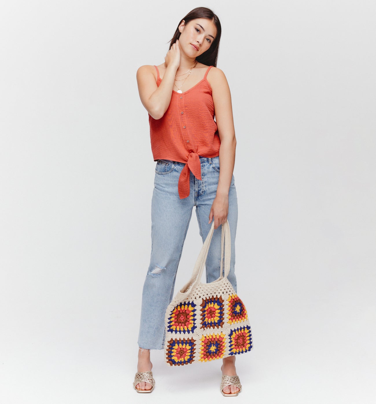 Top en gaze de coton - Terre de sienne
