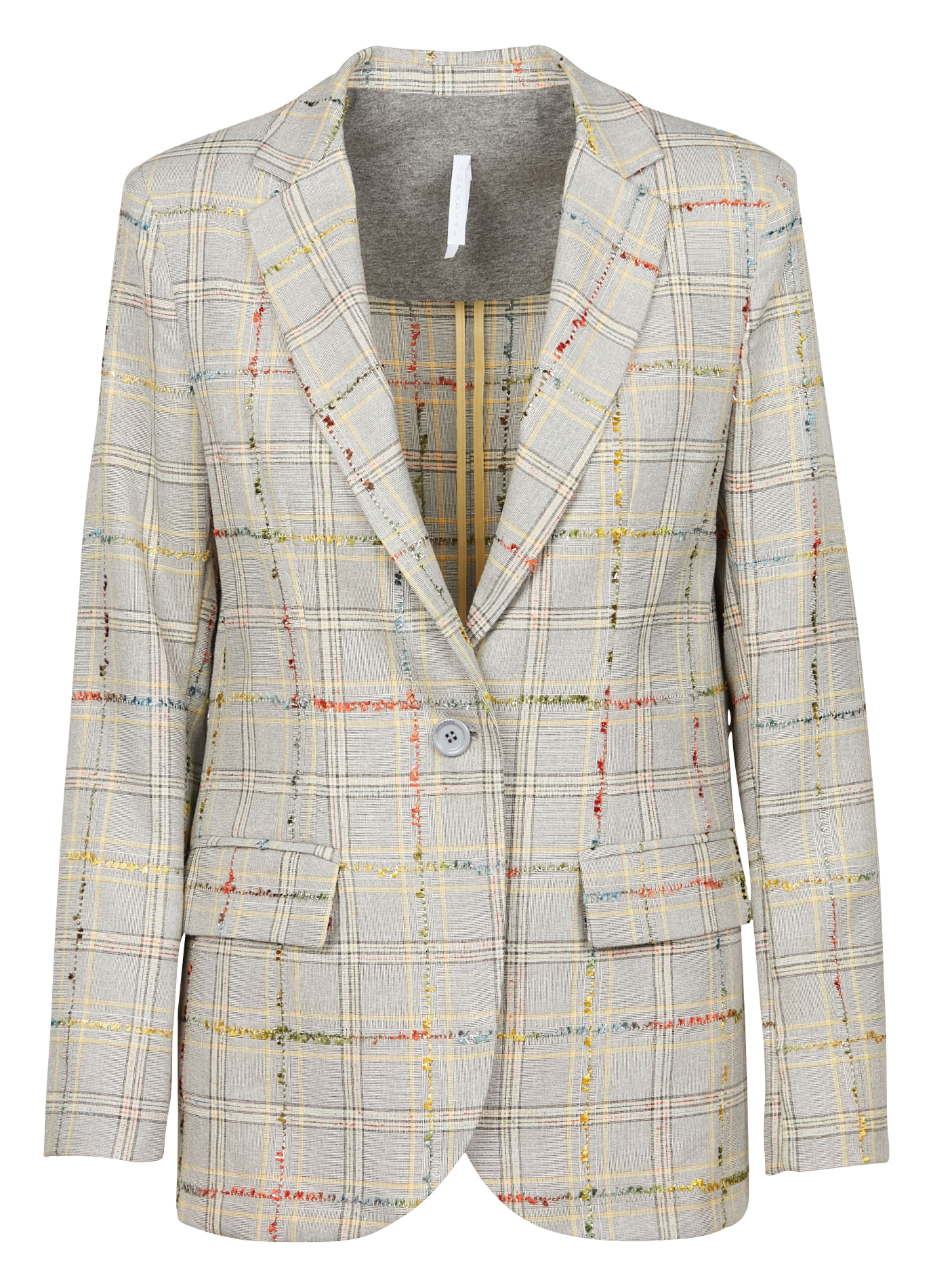 Veste blazer à carreaux et fils métallisés | Gris