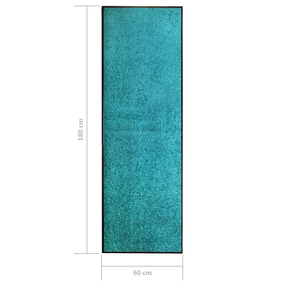 Paillasson lavable cyan 60x180 cm