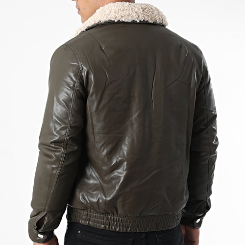 Veste Zippée Col Mouton Marron