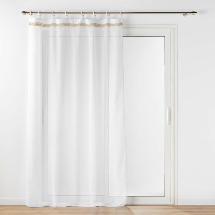 PANNEAU OEILLETS BOIS 140X240CM VOILE MILEO BLANC