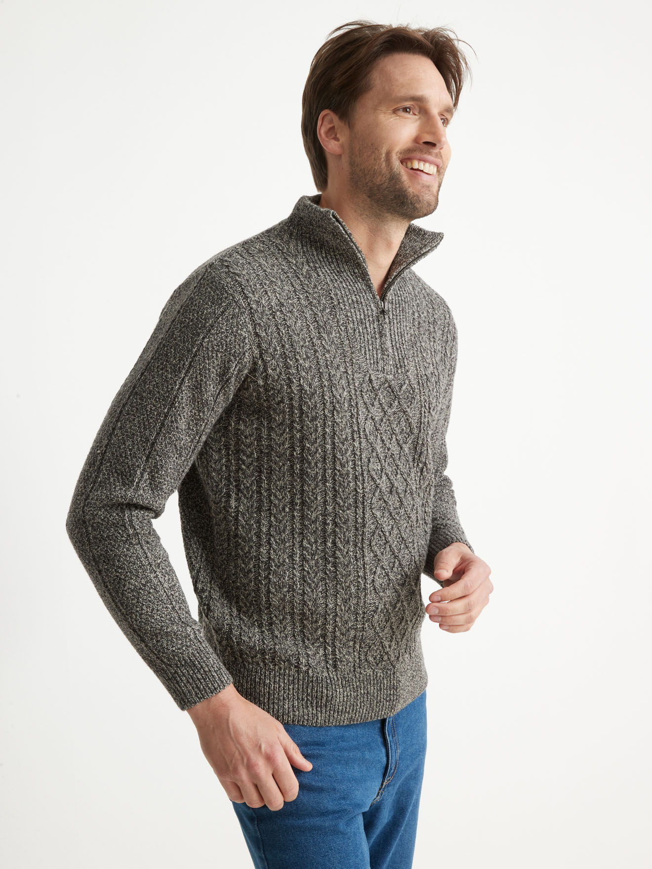 Pull torsadé col montant zippé