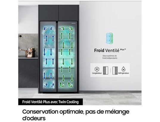 SAMSUNG - Réfrigérateur side by side RS70F66KBT