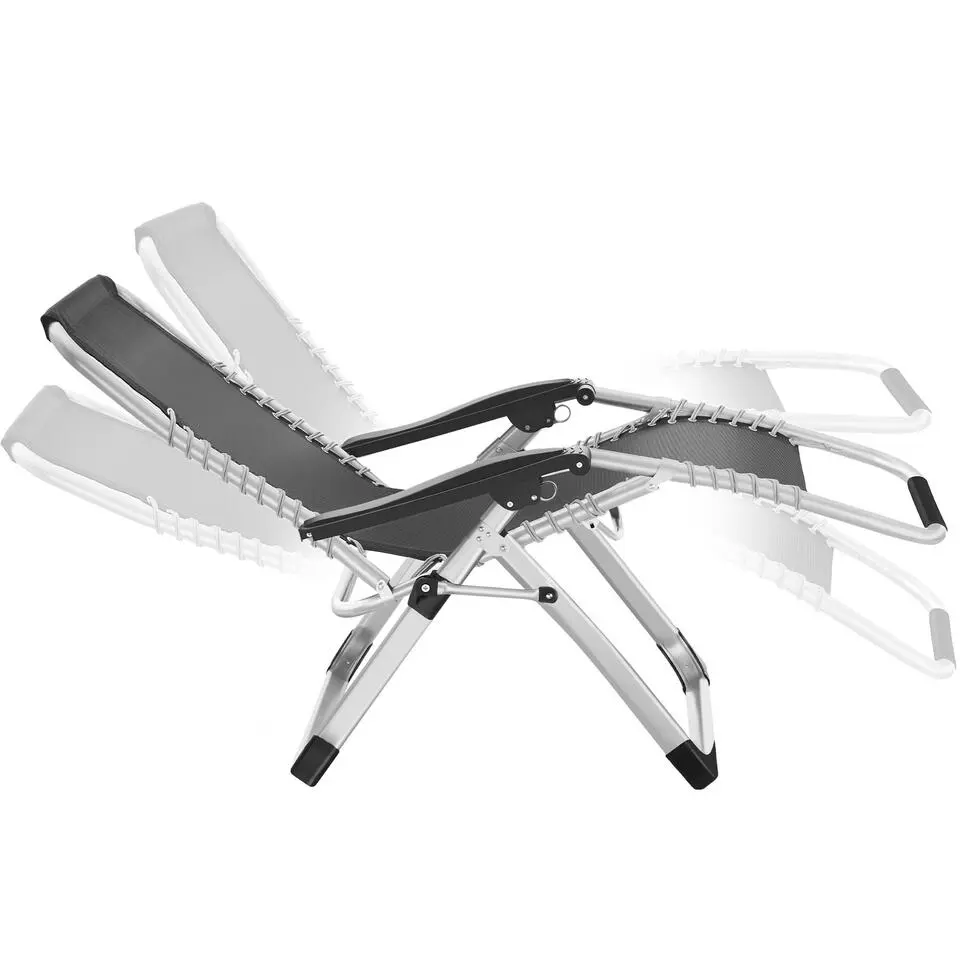 tectake - Ligbed Cloud inklapbaar, traploos verstelbaar, Zwart