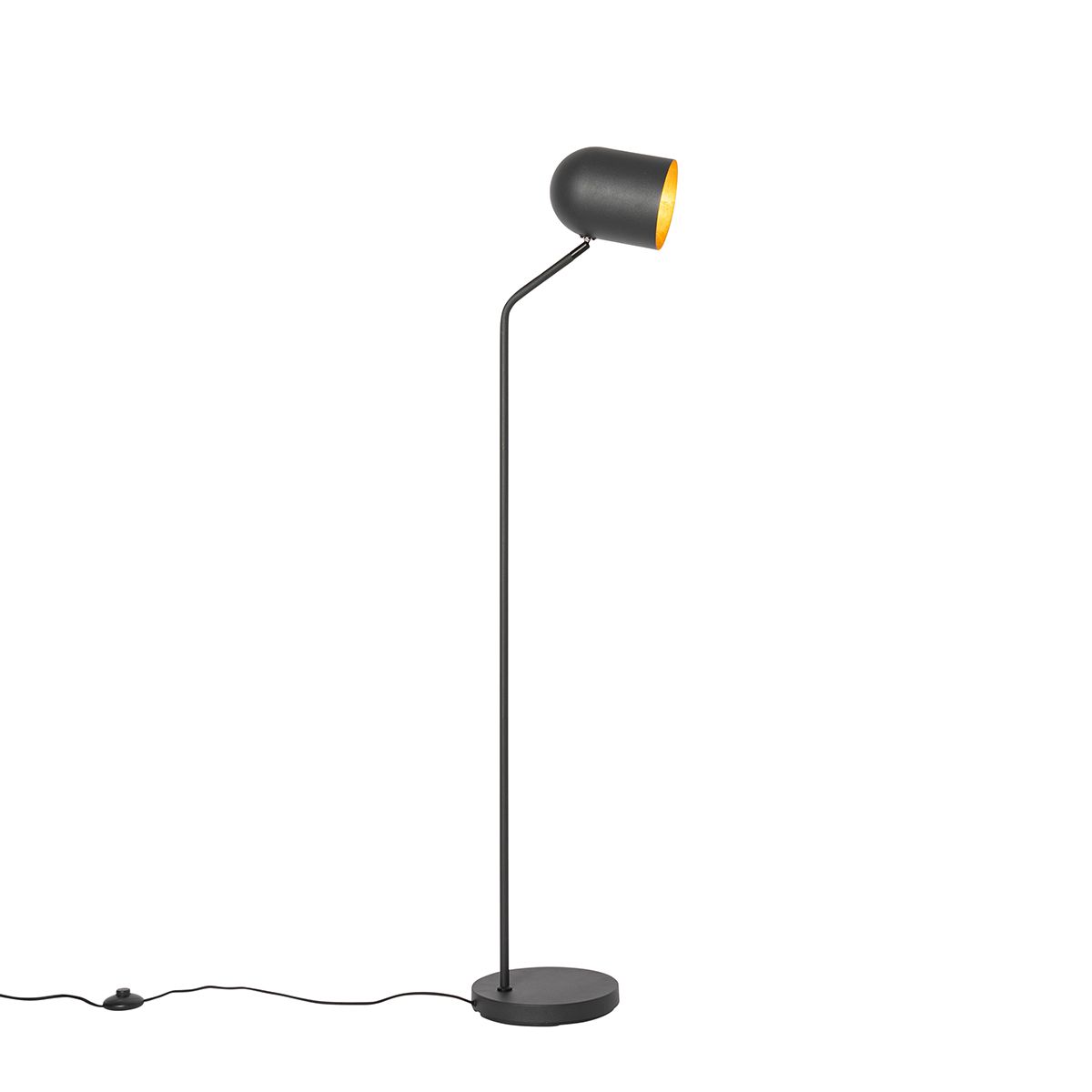 Moderne vloerlamp zwart met goud verstelbaar - Morik