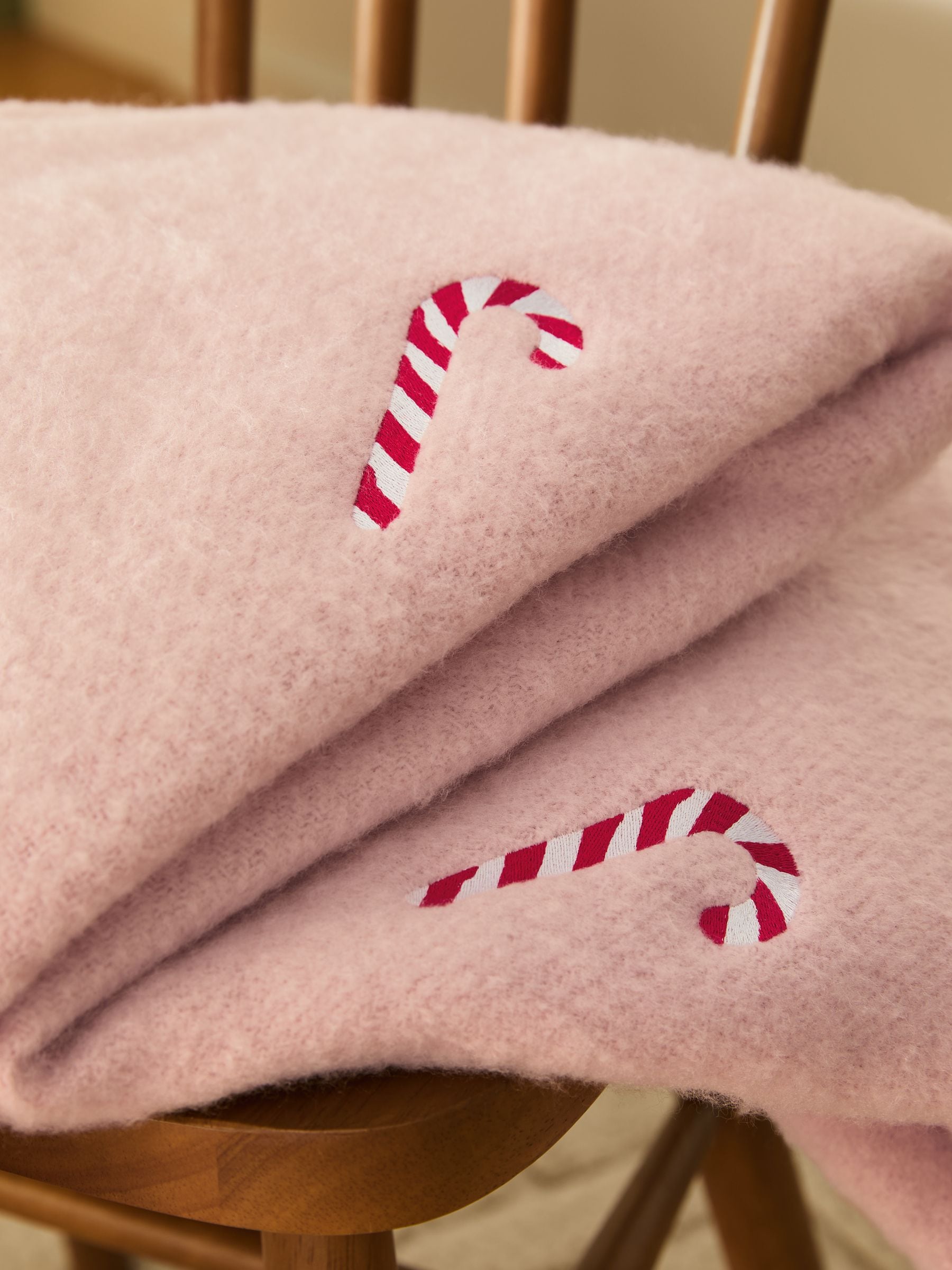 Embroidered Candycane Cosy Throw