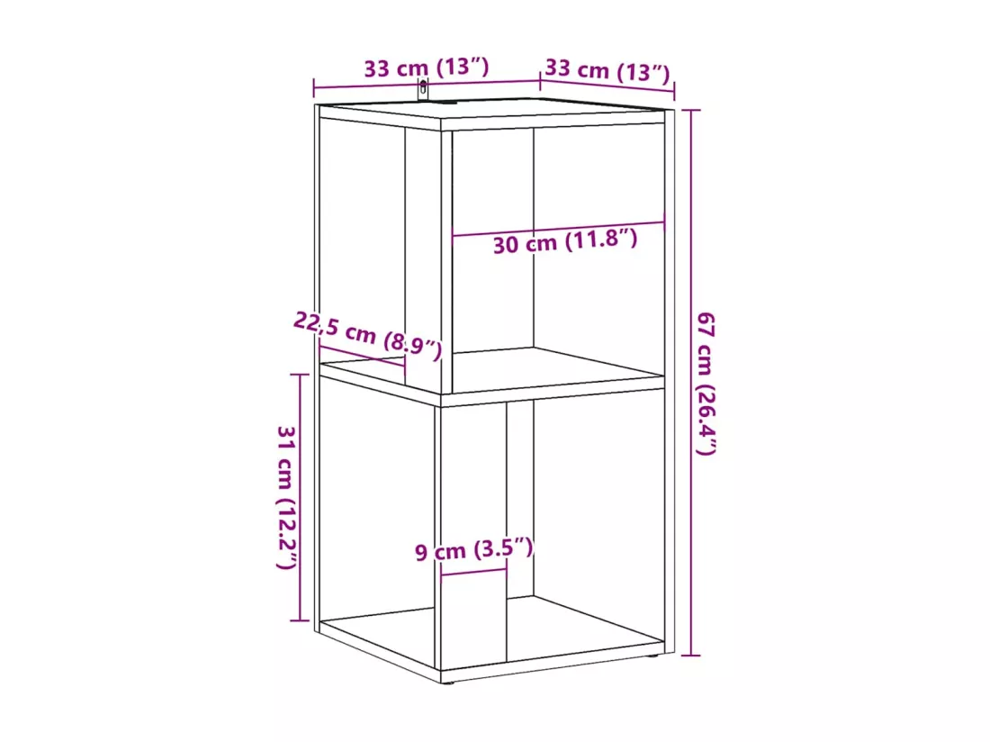 Armoire d'angle vieux bois 33x33x67 cm bois ingénierie
