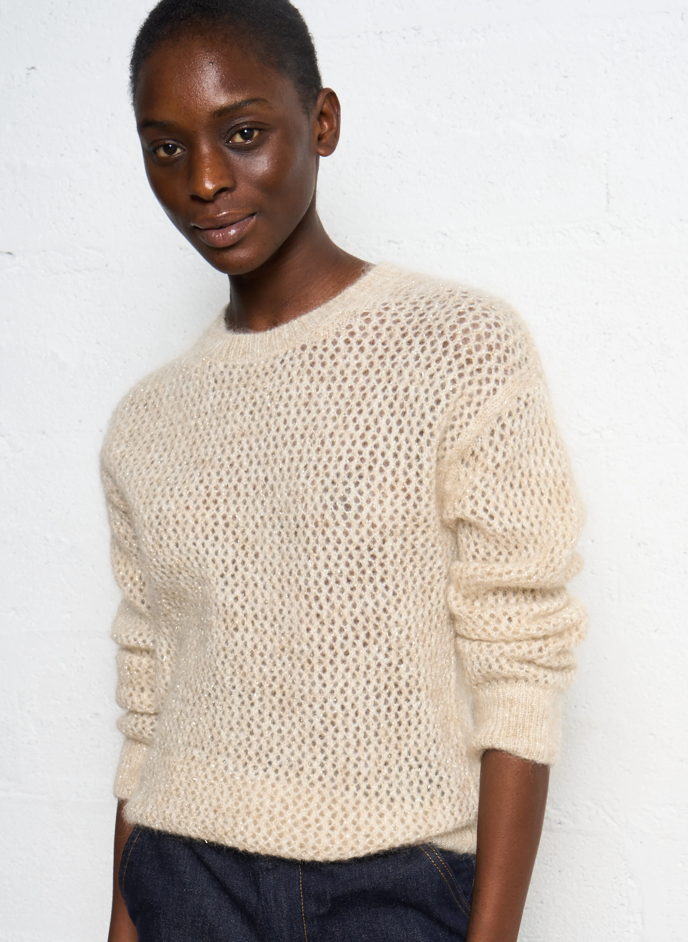 MELCHI - Pull ample en mohair mélangé | Beige