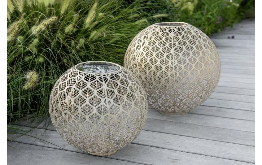 Windlicht Solar Antic Ball Grafic Ø 40 cm, HellbeigeSolarleuchte zum Aufstellen