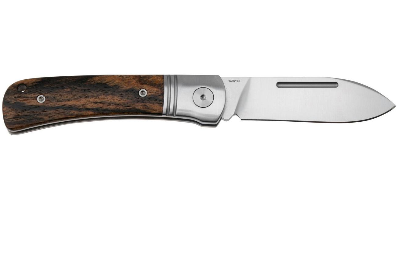 QSP Knife Hedgehog Spear Point 142SP-B, Satin 14C28N, Bocote Wood, slipjoint zakmes