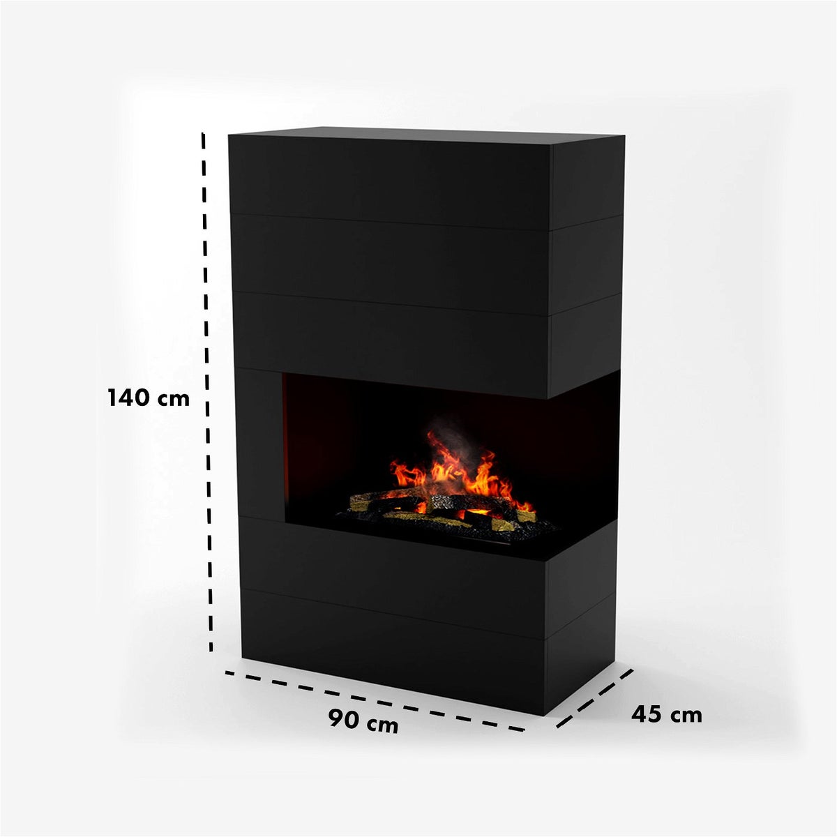 GLOW FIRE Elektrische haard 'Tucholsky Right Corner' | Waterdamphaard met OMC 600 inclusief zwart hout als roomdivider | HxBxD: 140x90x45 cm
