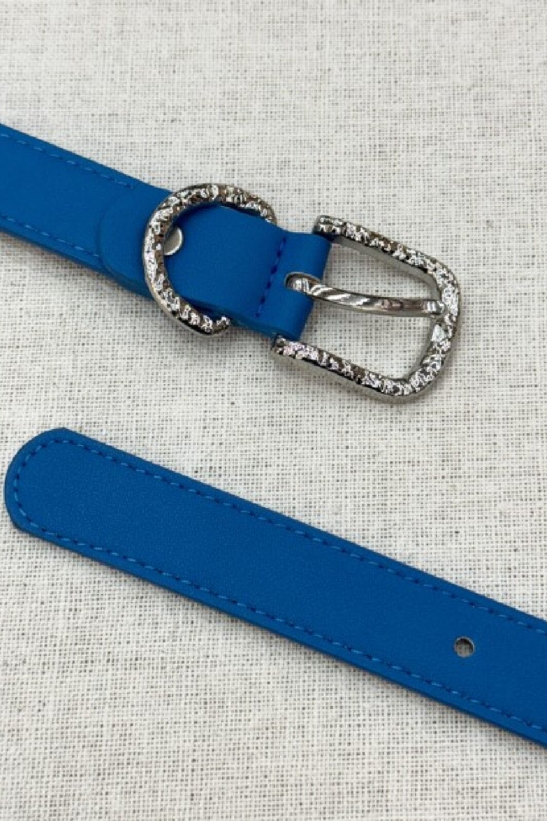 Anobel Copenhagen Women's Thin Faux Leather Belt POY358 royal blue