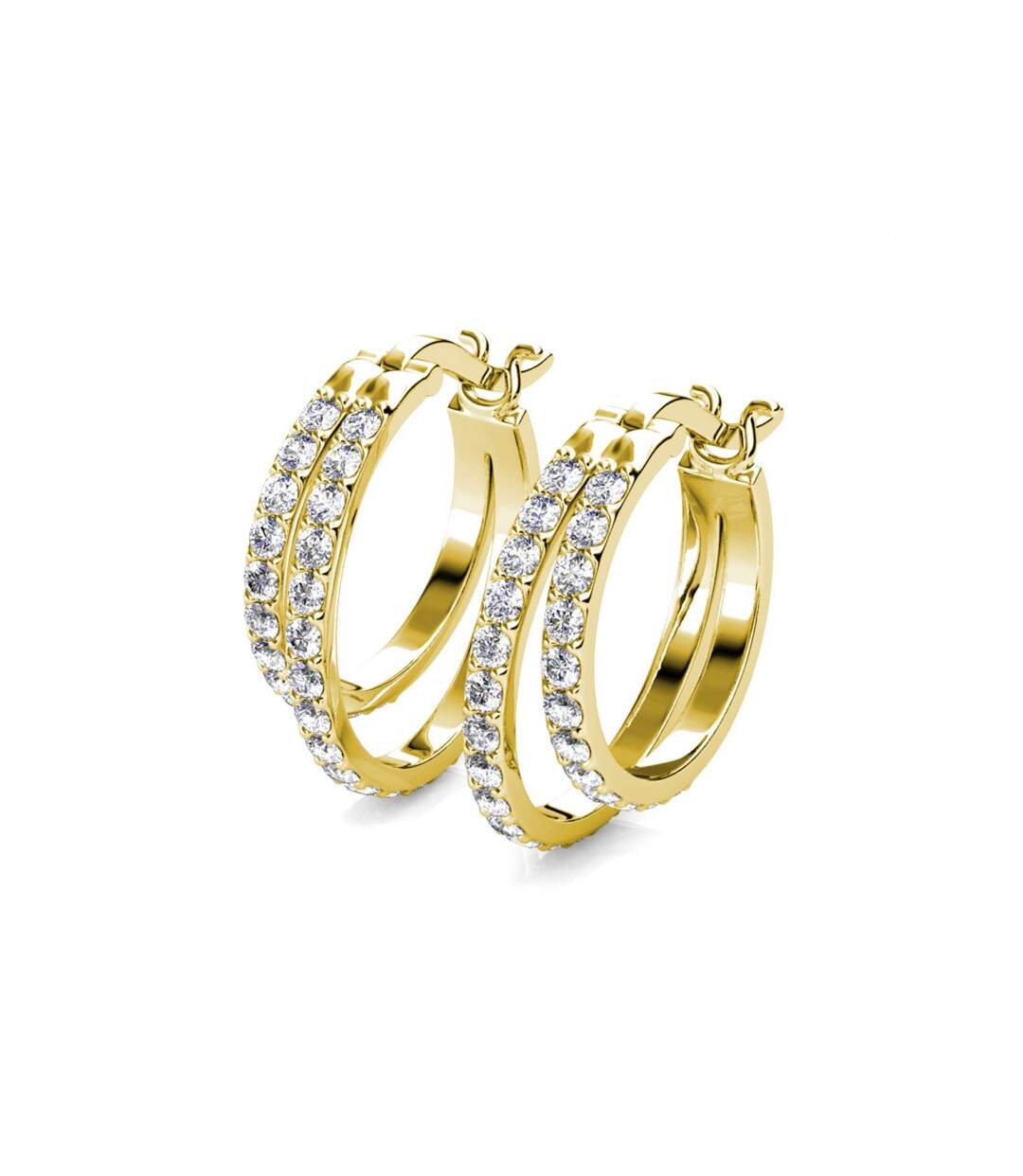 Boucles d'oreilles Duo Circlet - Or Rosé et Cristal