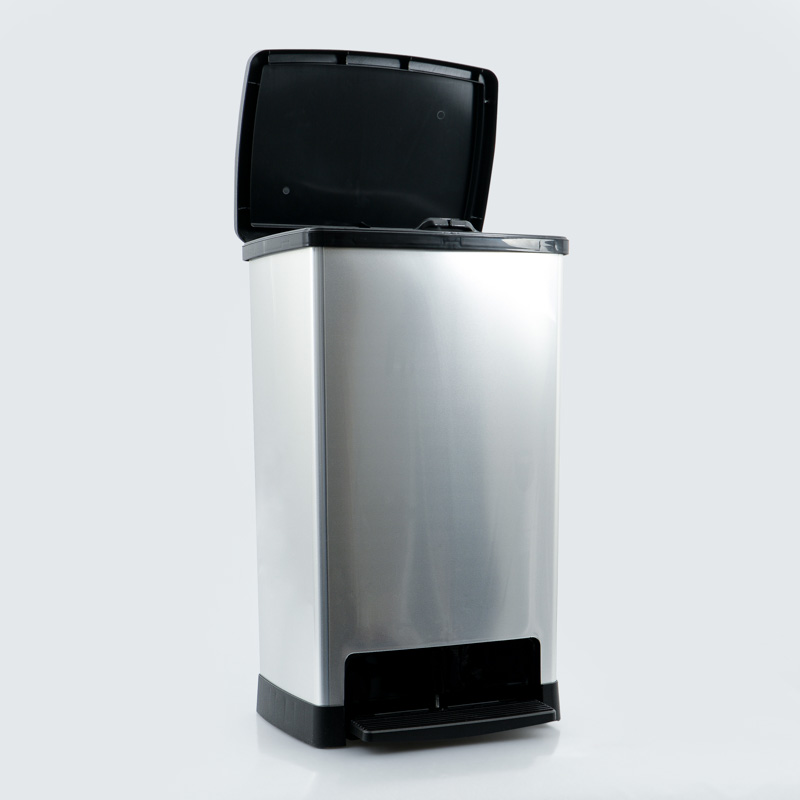 Poubelle à pédale 'Moda' couleur argent 50L