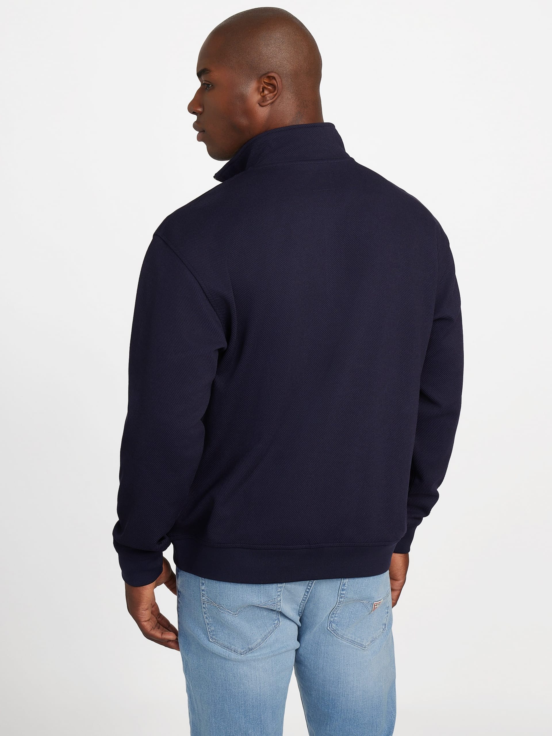Suéter Eco Harris Twill com Zíper e Gola Alta