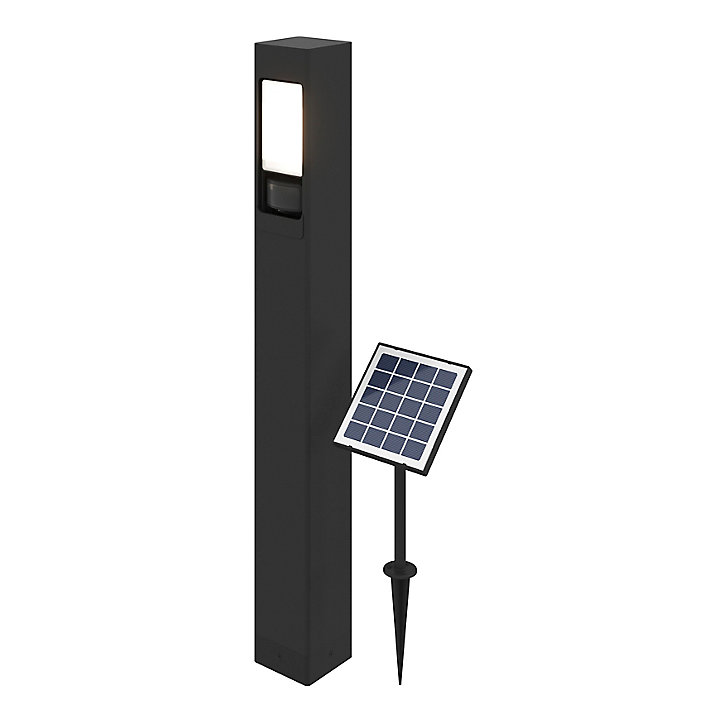 Potelet Davern solaire à détection avec LED intégrée 800lm 9W IP65 GoodHome noir