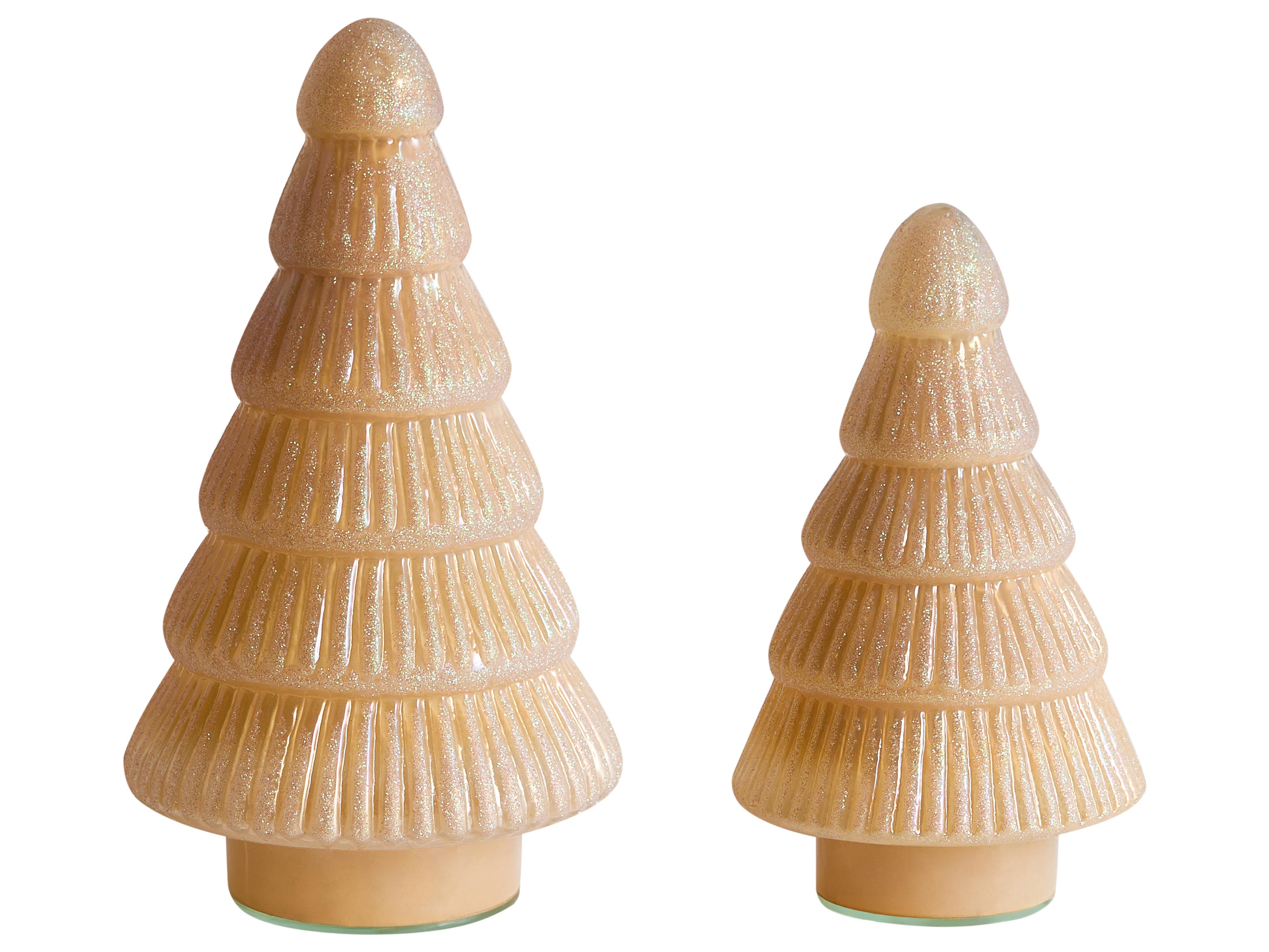 Set van 2 figuren FLAREN Kerstboom 20/25 cm Beige