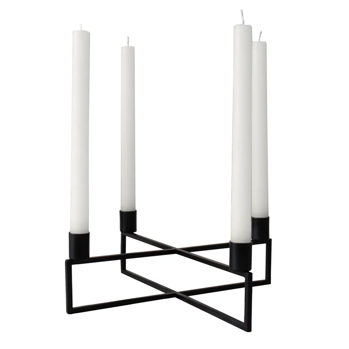 HANA - 4Flames Kerzenständer, eckig / schwarz