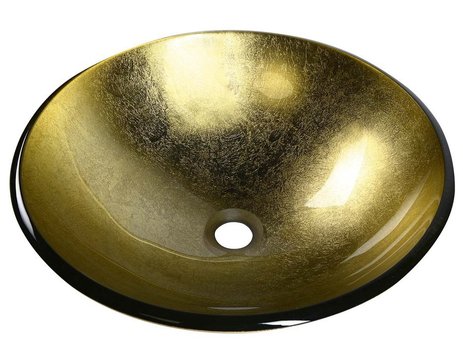 Sapho Mendoza glazen waskom 42cm goud met zwarte rand