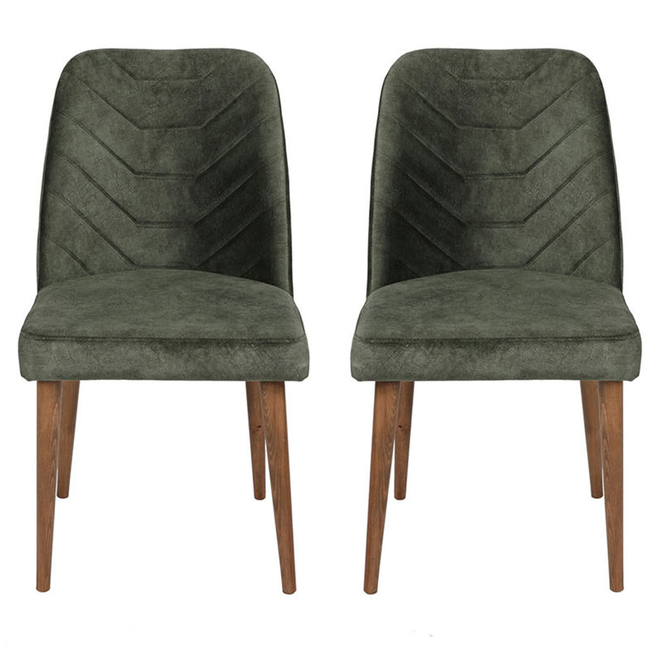 Wooden Art 2 Chaises Dallas noyer/vert foncé - 90x50x49 cm