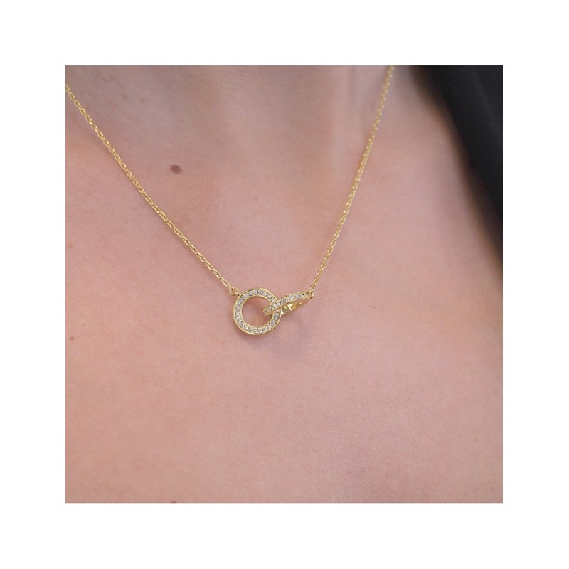 Collier Circle Twin - Doré et Cristal