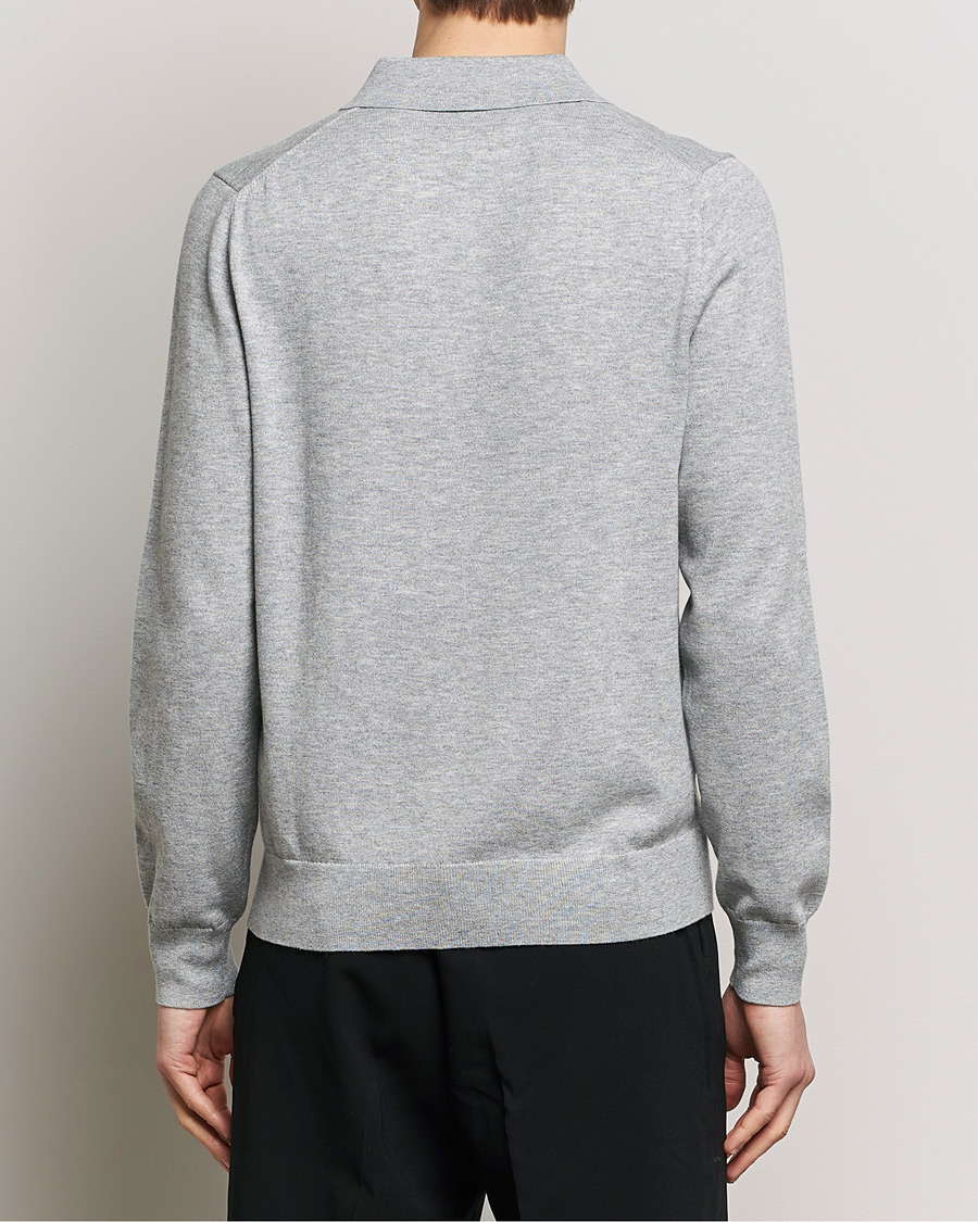 Filippa K Knitted Polo Shirt Light Grey Melange