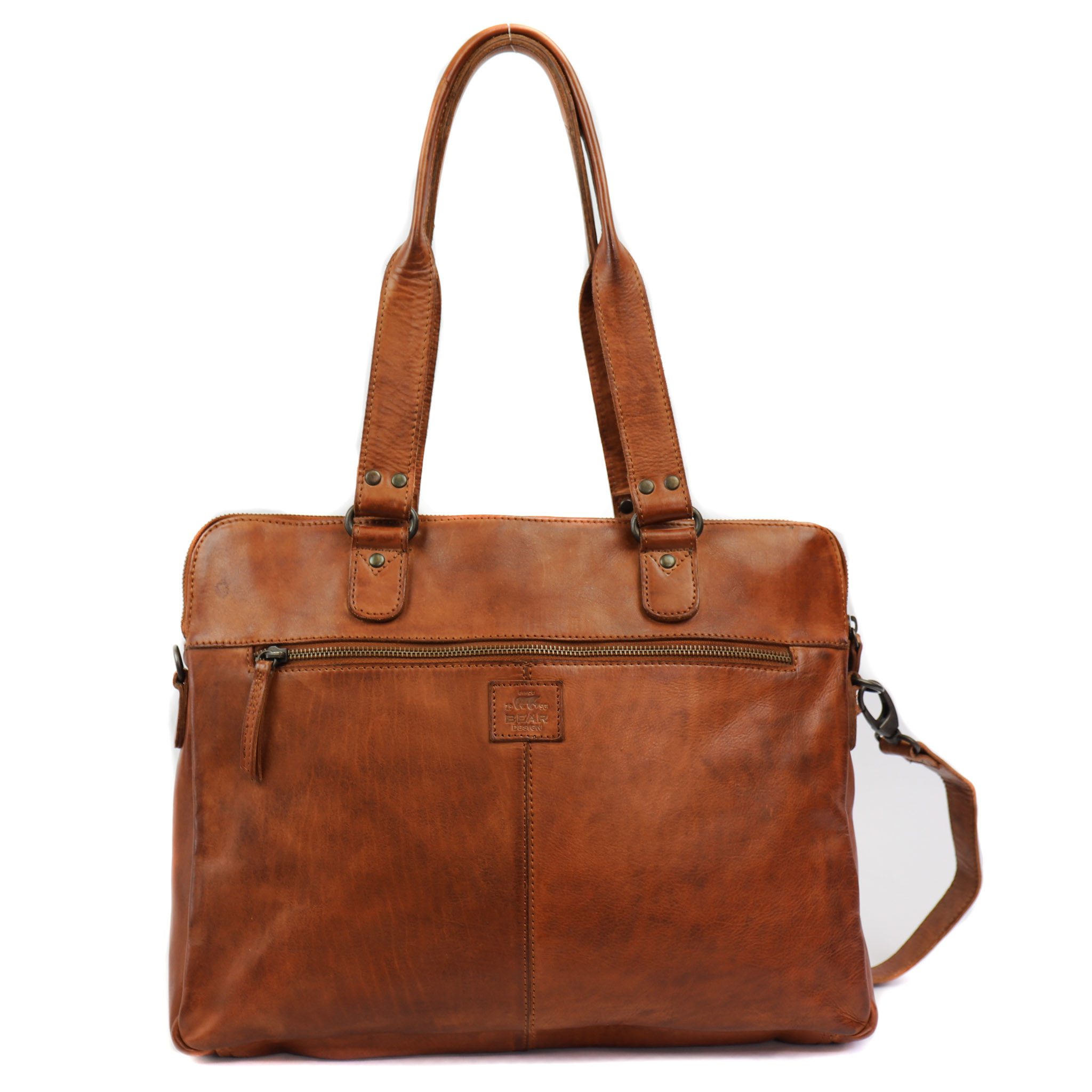 Bear Design Cow Lavato Handtas Lia 13,3 inch Cognac CL35220