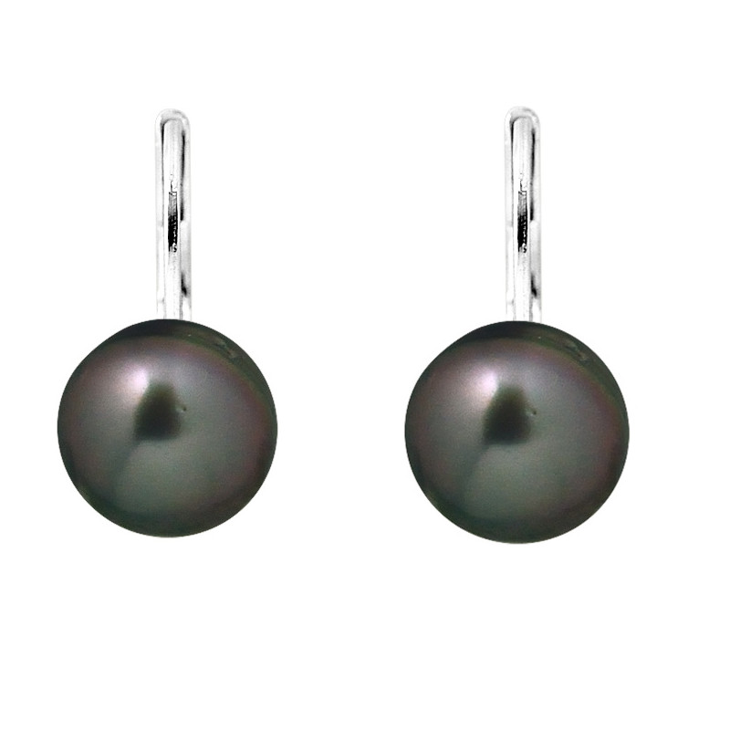 Boucles d'Oreilles Femme Dormeuses Perles de Tahiti et Argent 925/1000
