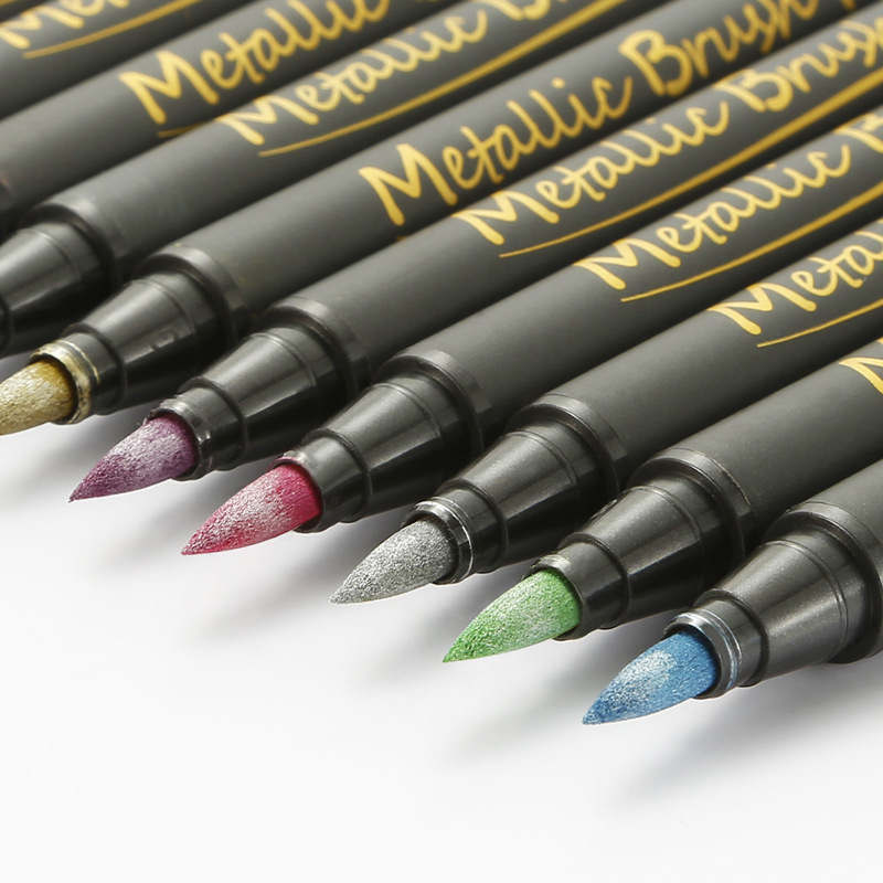 (10er Set) Metallic Marker Pinsel Filzstifte Brush Pen auf Wasserbasis