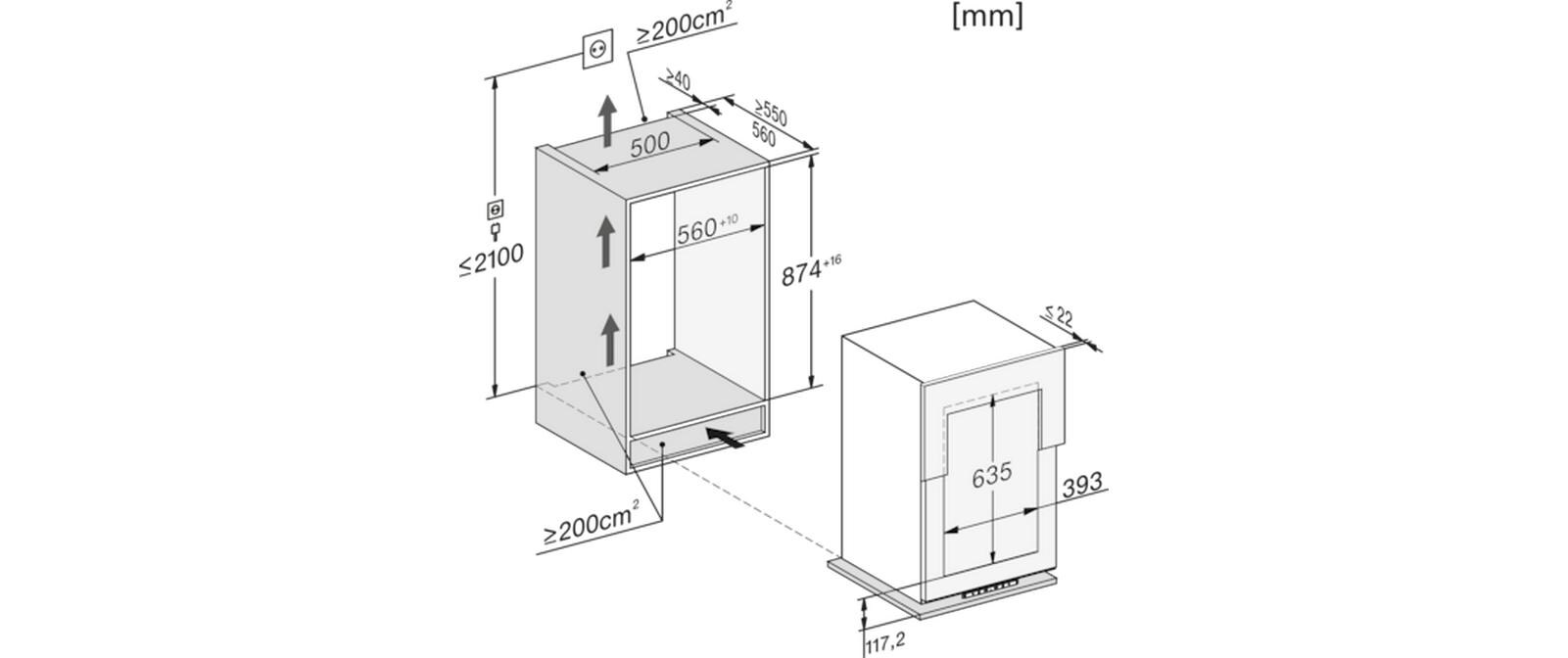 Einbauweinkühlschrank KWT 6422 i-1 Rechts<br>Einbau-Weinschrank mit FlexiFrame und 3D-Bodenpräsenter für anspruchsvollste Weinliebhaber