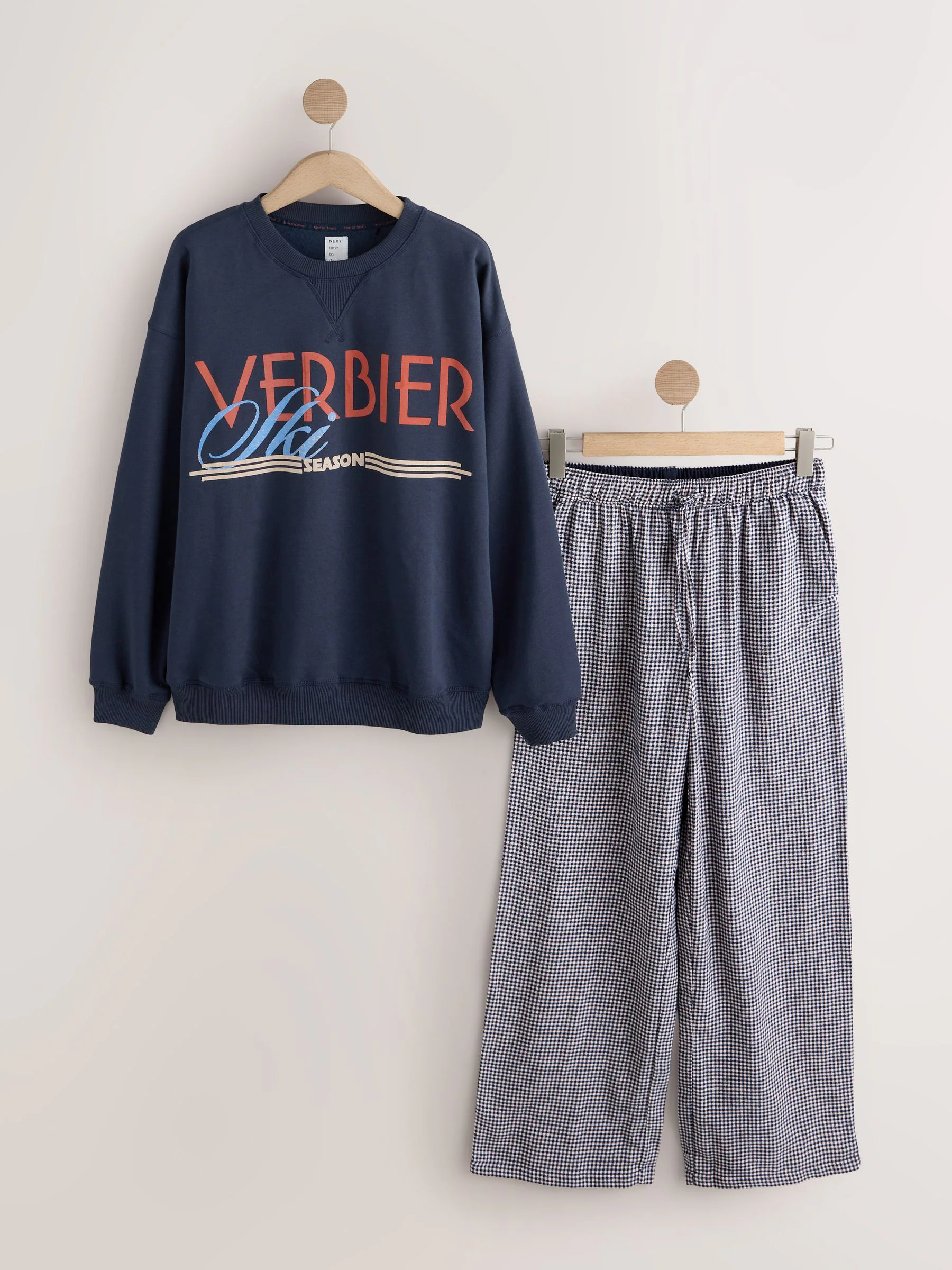 Marineblauwe scène - Pyjama van sweatshirt en flanel