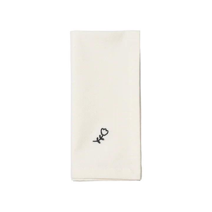 Broste Copenhagen - Mai Serviette, 45 x 45 cm, schwarz / off-white