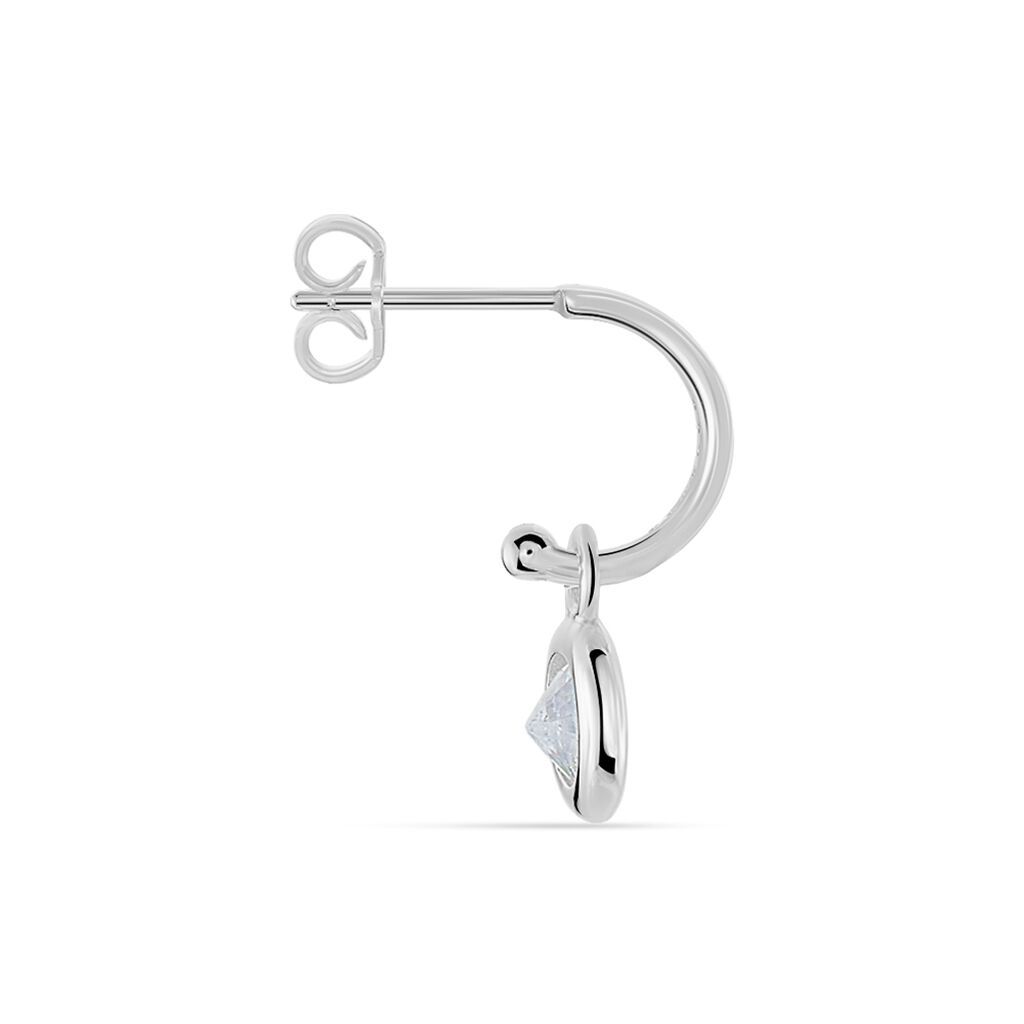 Créole Unitaire Ancelin Rondes Argent Blanc Oxyde De Zirconium