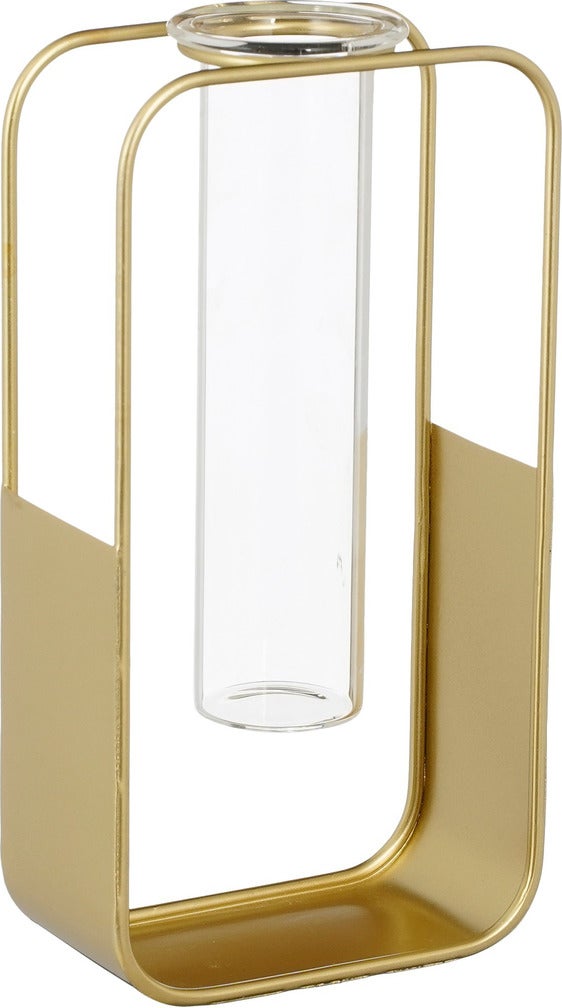 Mica Decorations vaas goud / transparant 11 x 5,5 x 20 cm
