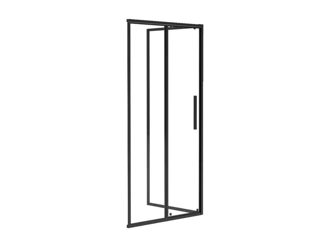 Paroi de douche avec porte coulissante noir mat style industriel - 140 x 80 x 195 cm - TORONI