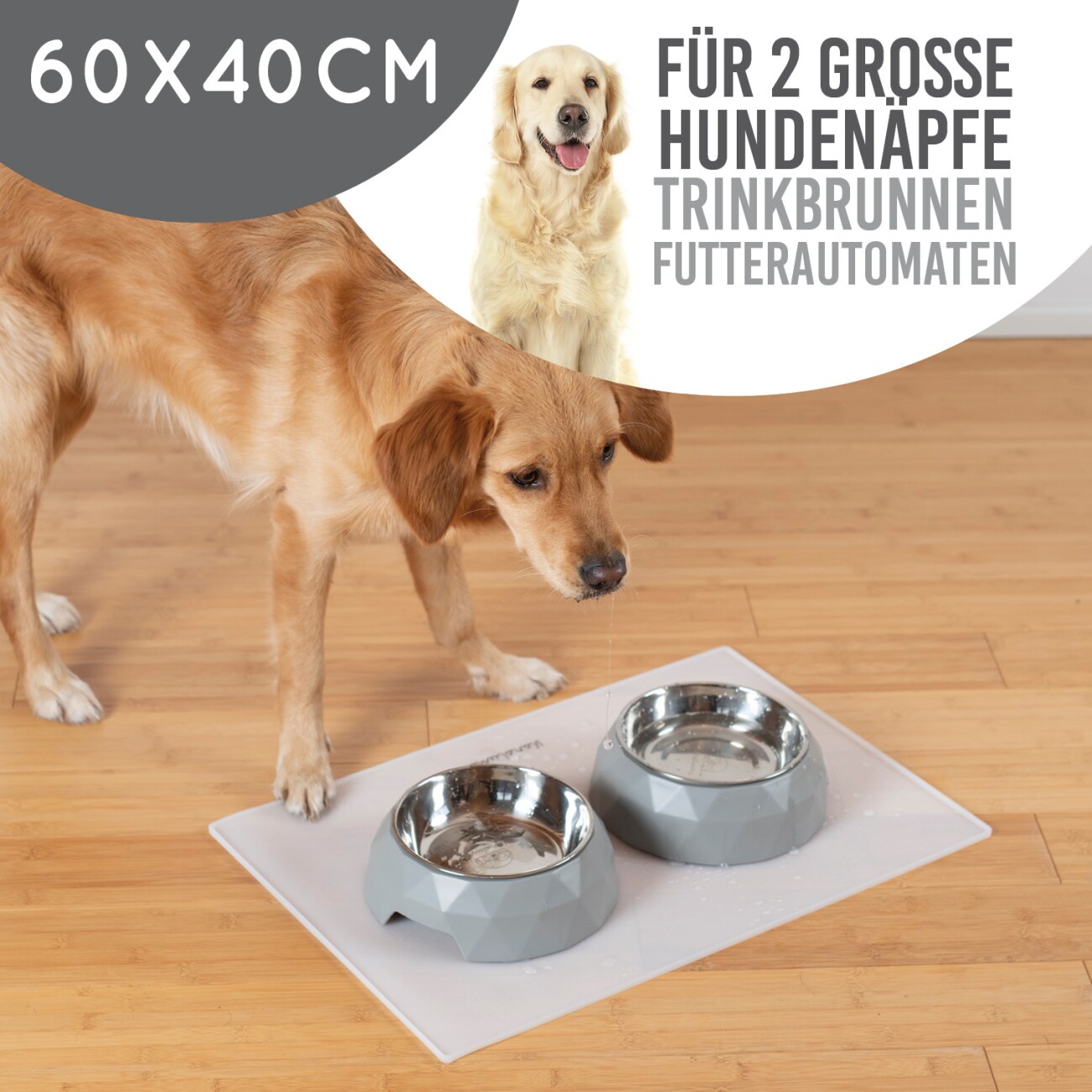 KaraLuna Napfunterlage aus Silikon 60x40 cm geschwungen grau