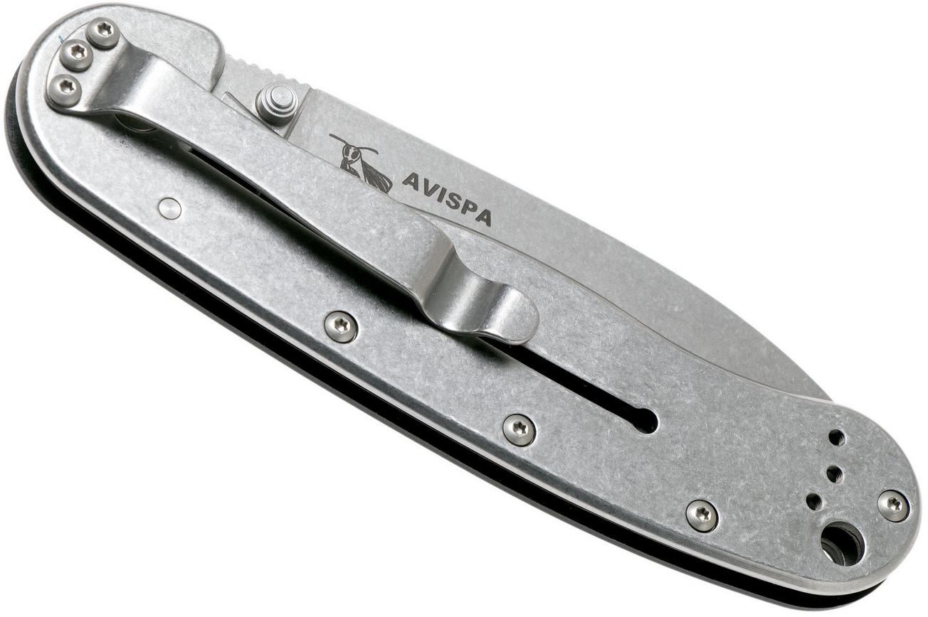 ESEE Avispa zakmes, stonewashed D2 blade, Black handle BRK1302