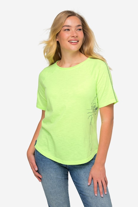 T-Shirt, seitlicher Robben-Print, Rundhals, Halbarm