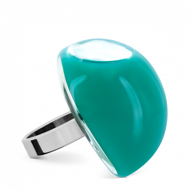 Bague en verre soufflé - Dome Giga Milk