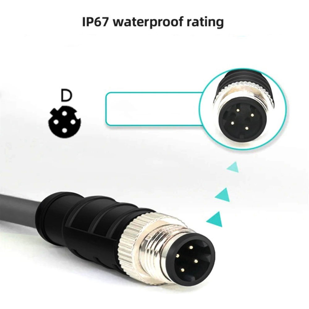 (1m) 4 Pin auf Cat5e Ethernet LAN RJ45 Industrielles Netzwerk-Kabel (IP67) - Schwarz