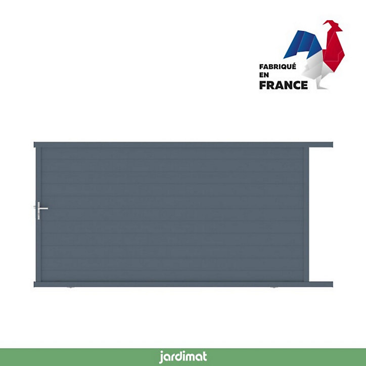 Portail Jardimat coulissant aluminium Alpes gris anthracite - 350 x h.190 cm