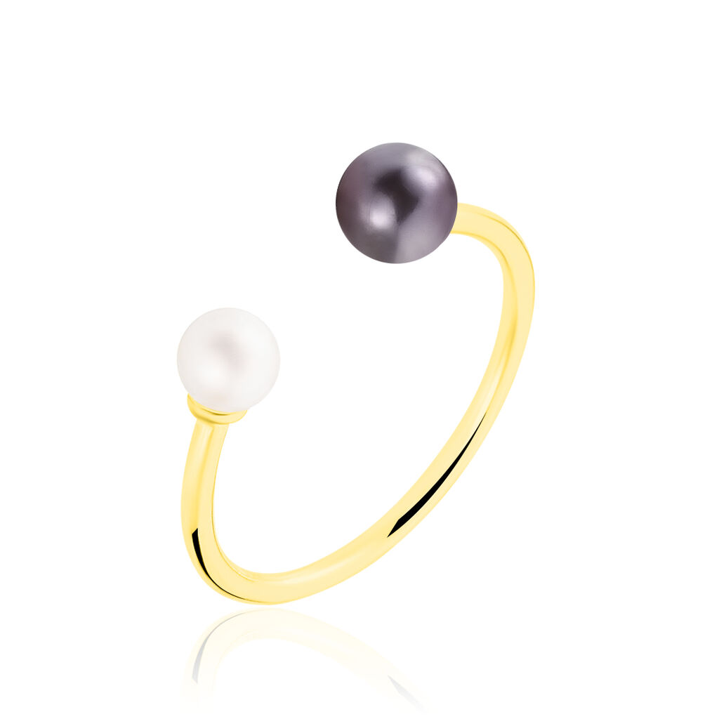 Bague Or Jaune Perle D'imitation Et Chrysoprase