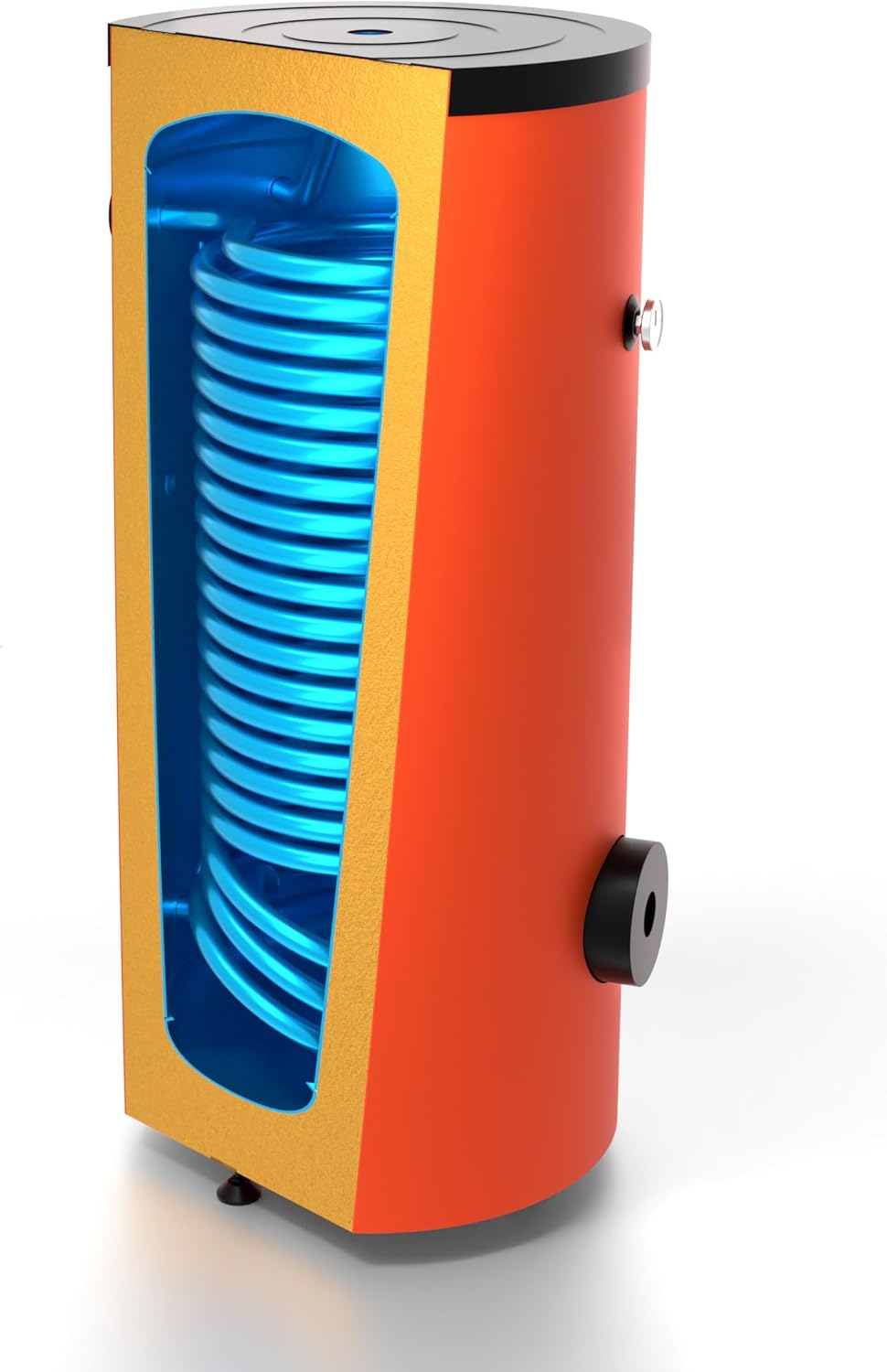 SUNEX® Speicher für Wärmepumpen, Warmwasserspeicher 300L für Heizung und Warmwasser, mit 1 Wärmetauscher, emailliert, Magnesiumanode, Wärmedämmung, Boiler, Warmwasserboiler, Warmwasserbereiter