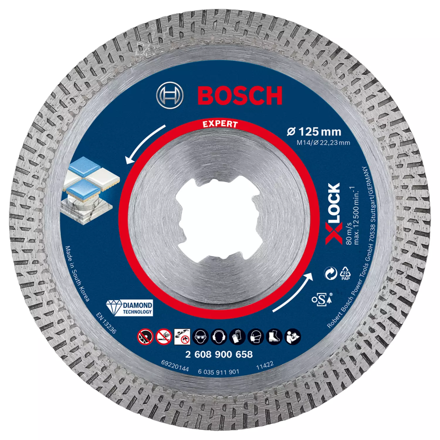 Bosch 2608900658 EXPERT X-LOCK Diamantschijf Hard Ceramic 125 x 22,23 x 1,4 x 10 mm
