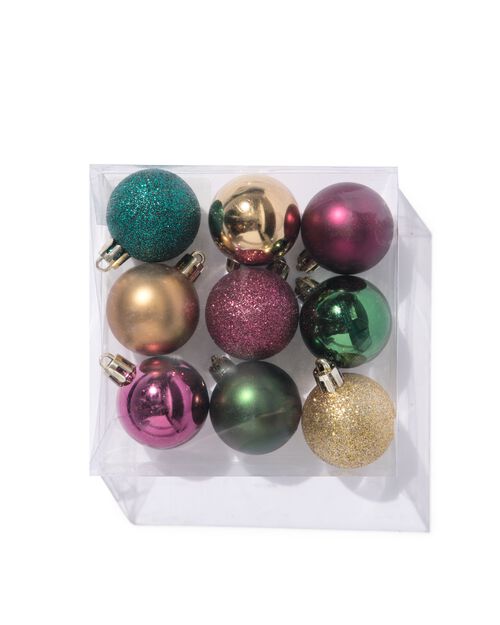 kerstballen plastic multi - 9 stuks