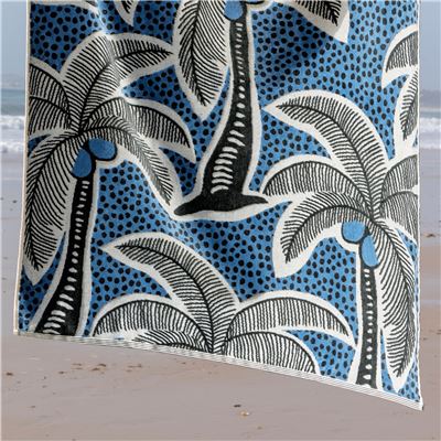 Drap de plage jacquard motifs palmiers - 380 g/m² - BECQUET CRÉATION