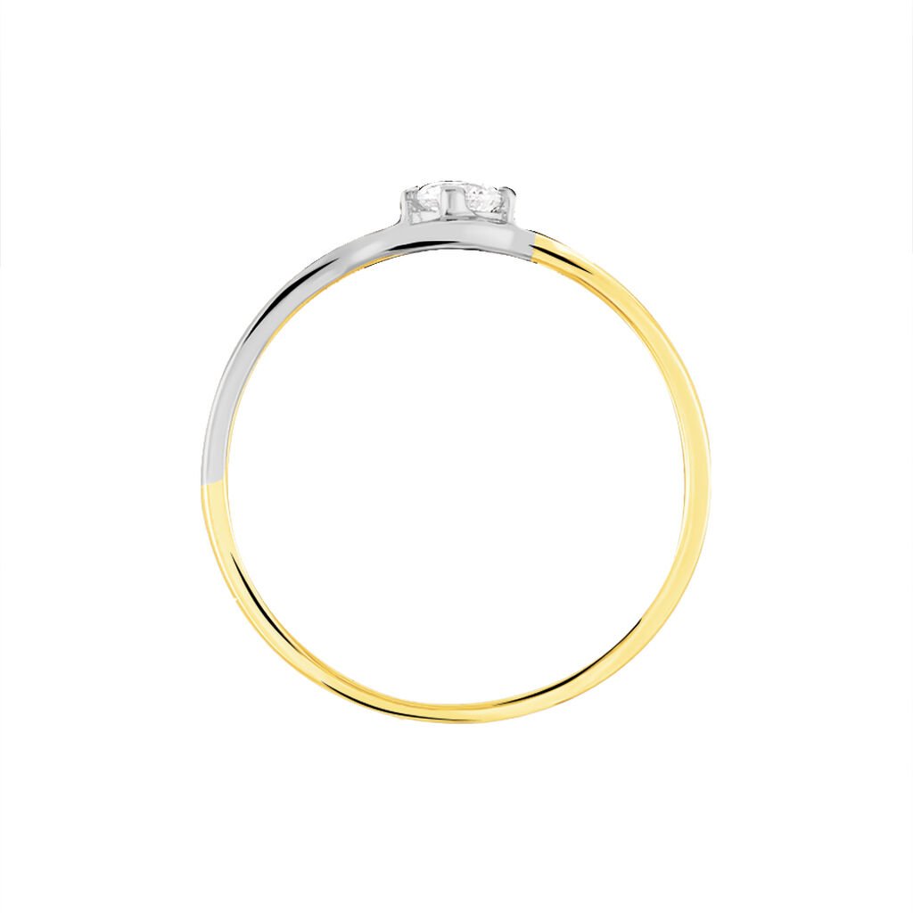 Bague Croise Or Bicolore Oxyde De Zirconium