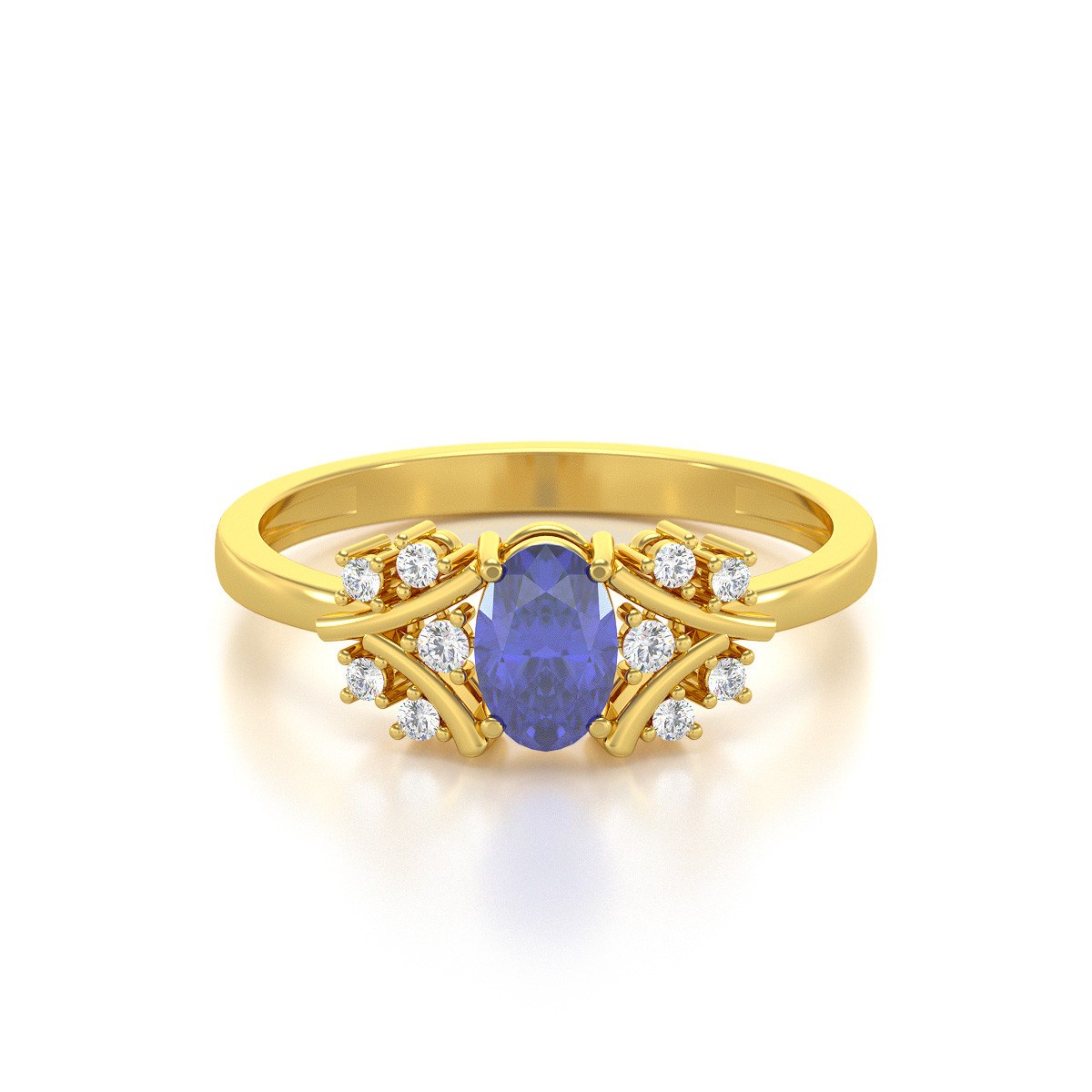 Bague ADEN Or 585 Jaune Tanzanite et diamants 1.556grs