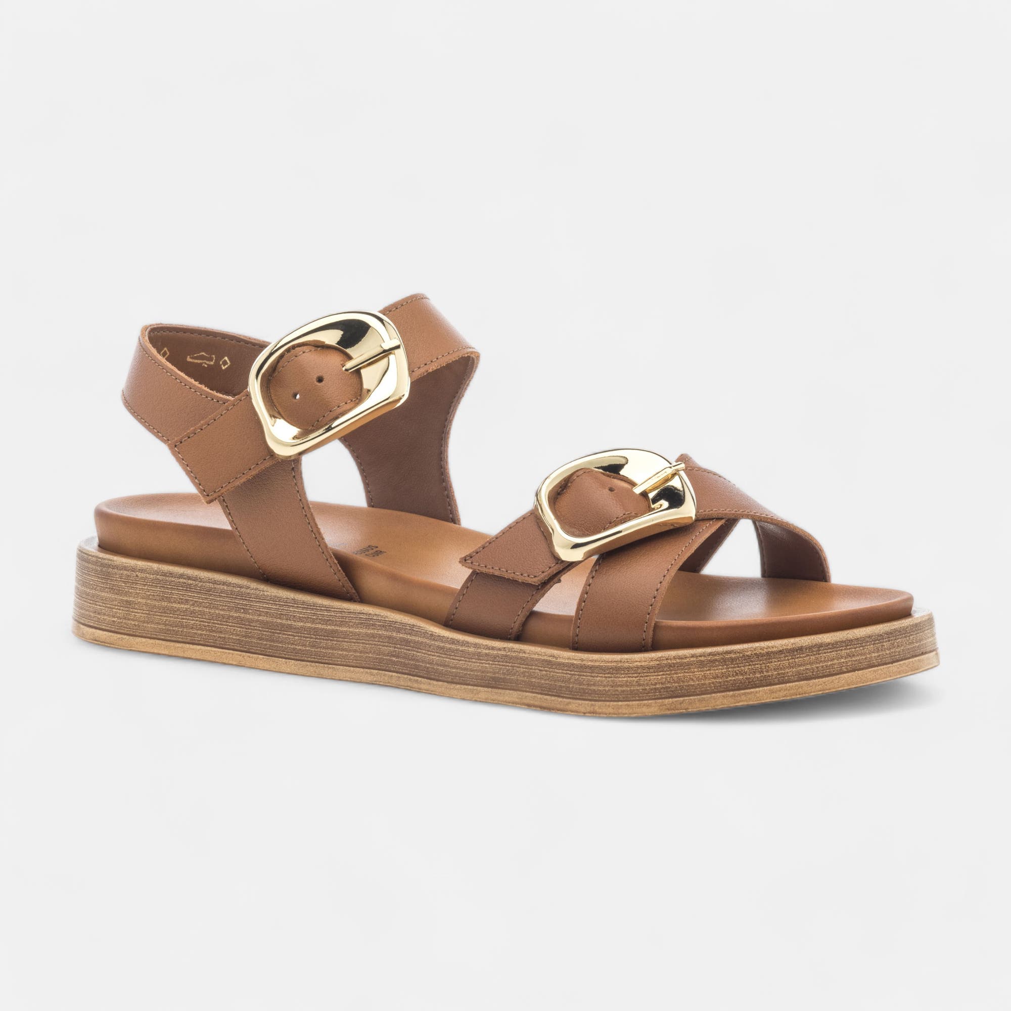 Nu-pieds Femme en cuir cognac