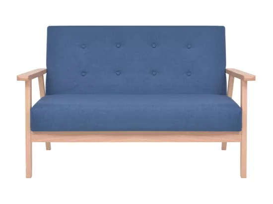 NETTLIFE Ensemble de canapé 2 pcs Tissu bleu